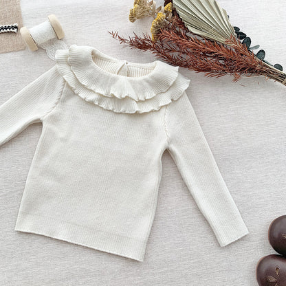 High Elastic Girls' Lotus Leaf Bottoming Sweater