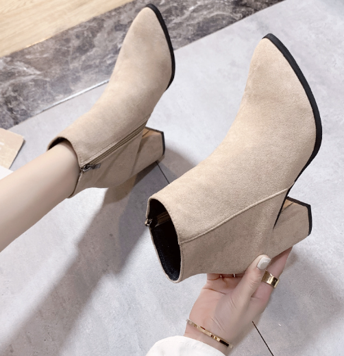 Black Martin Boots for Women with Thick Heels