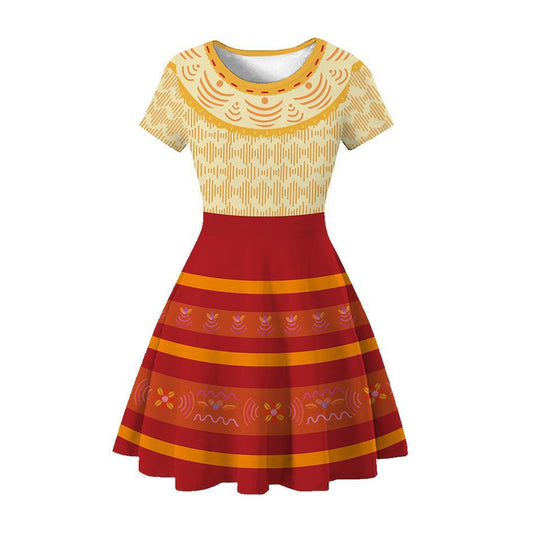 Encanto Style Girls Dress with Flutter Sleeves and Bag