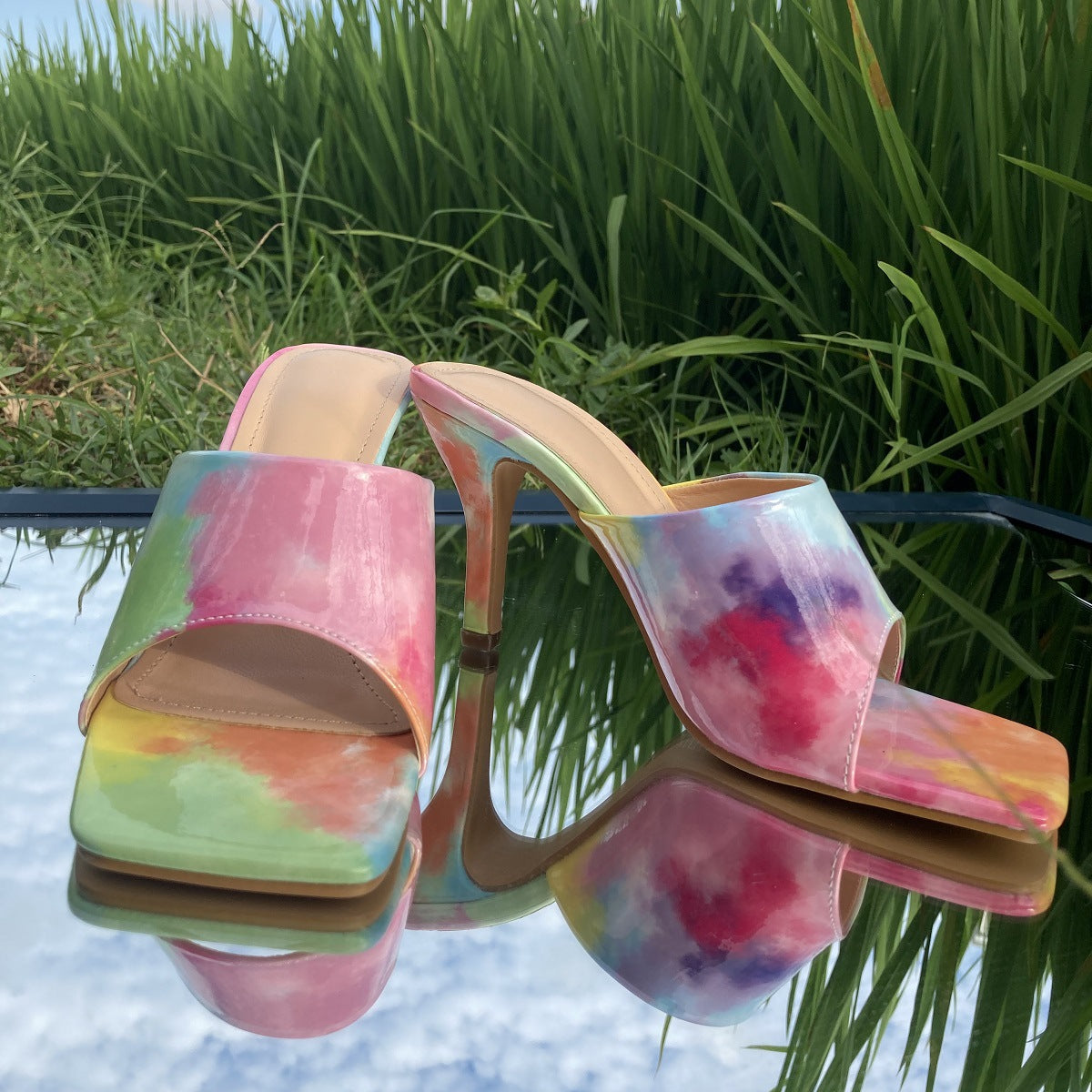 Rainbow High-Heeled Sandals and Slippers for Fashion