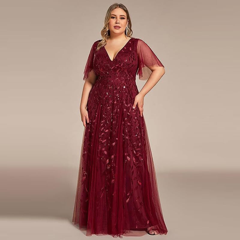 Plus Size Women's Sequined Fishtail Dress