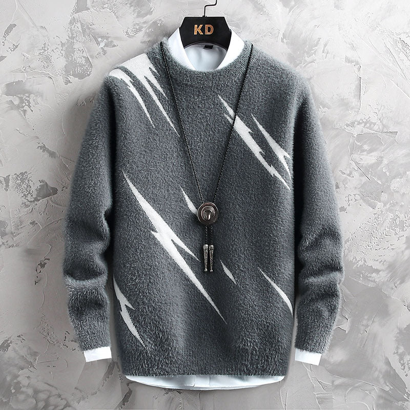Personalized Jacquard Crew Neck Sweater for Men