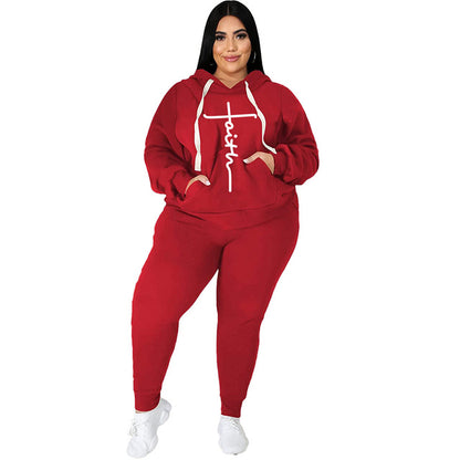 Trendy Plus Size Women's 2-Piece Tracksuit Set