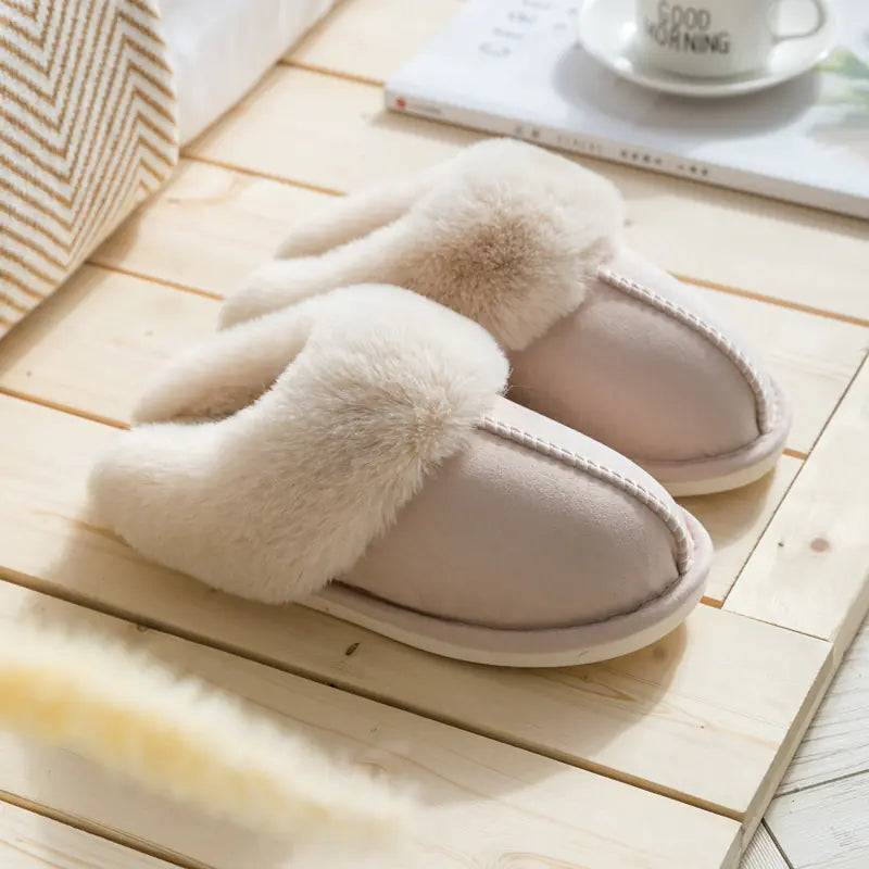 Women's Cotton Plush Slippers for Autumn and Winter