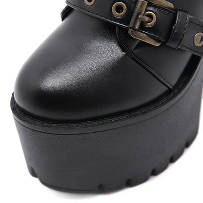 Black Ankle Boots for Women with Zipper and High Heels