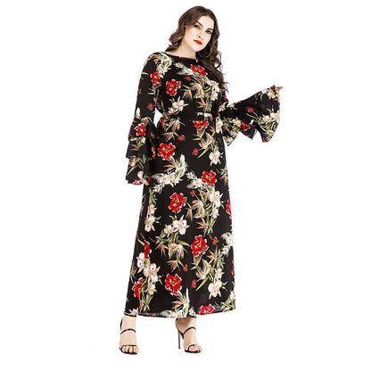 Plus Size Women's Dress with Ruffled Sleeves