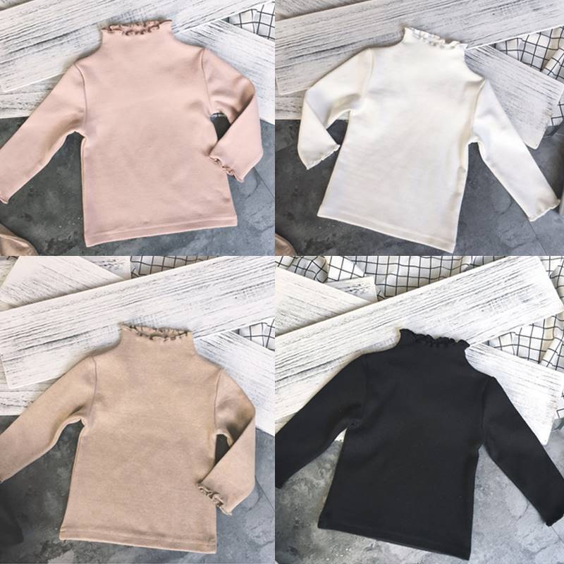 White Long Sleeve Top for Baby Girls with Turtleneck