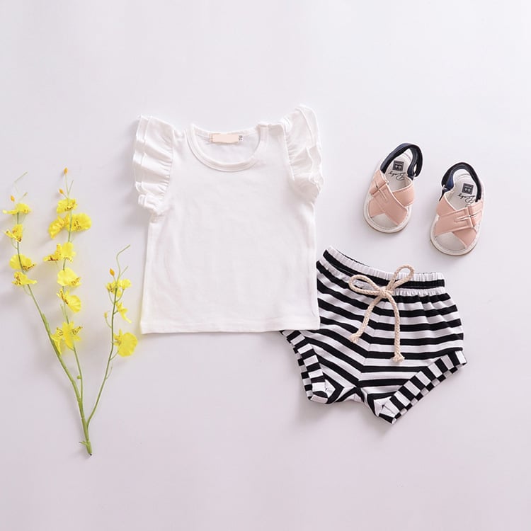 Multicolor Cotton-Trimmed Short-Sleeved T-Shirt for Girls