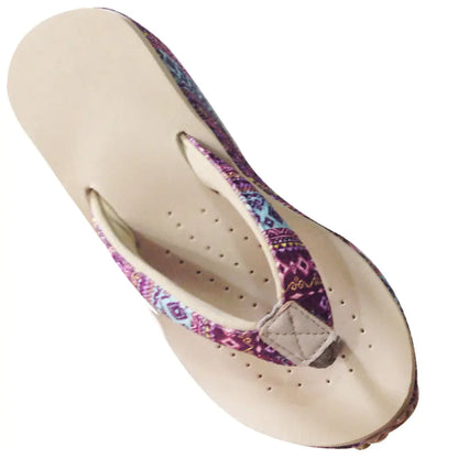 Ethnic Style Wedge Flip Flops with Thick Sole