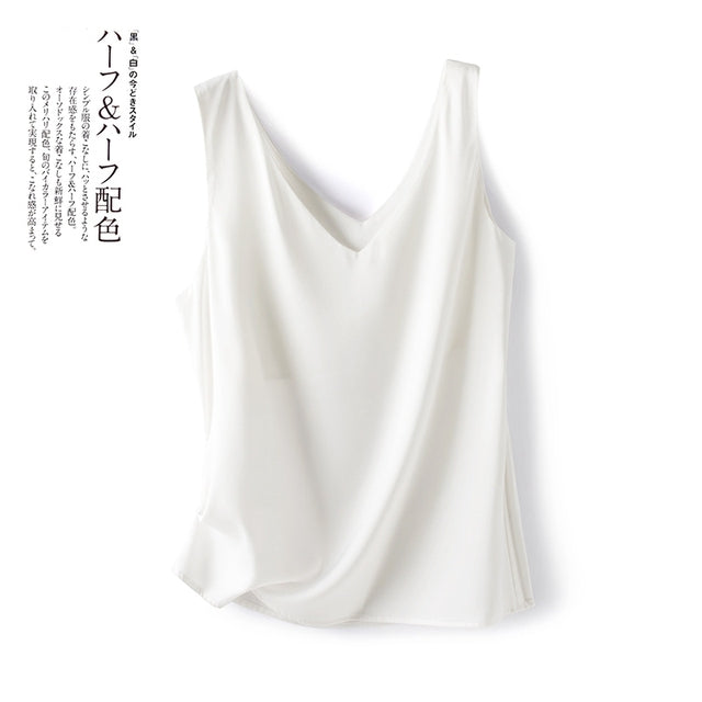 Versatile Women's Solid Silk Satin Tank Top