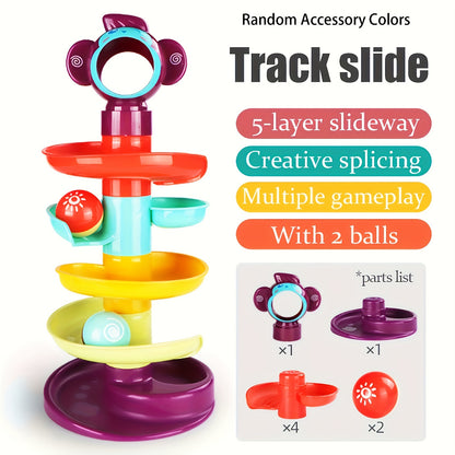 Multi-Color 5-Layer Ball Track Tower - Educational Spinning Balls Toy for Youngsters