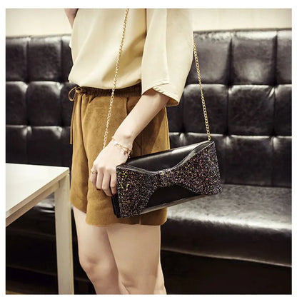 Bolso de mano de lentejuelas brillantes con cadena para mujer