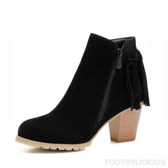 Fringe Ankle Boots  New Autumn Winter Chunky Heels