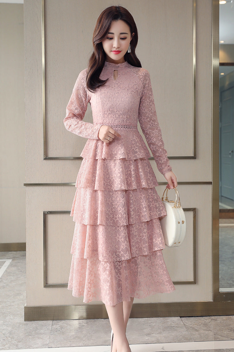 Plus Size Long Sleeve Lace Dress  Elegant Fall Style
