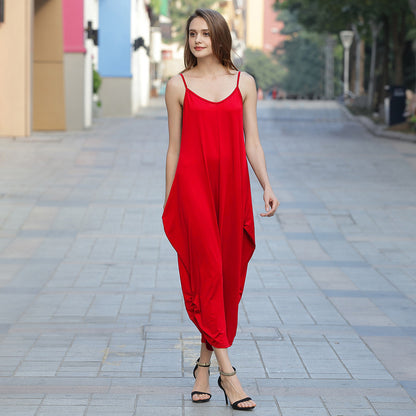 Plus Size Women's Deep V Neck Sexy Jumpsuit