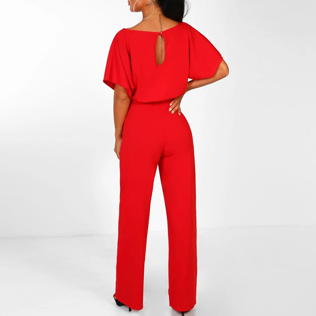 Elegant Plus Size Women’s Summer Jumpsuit with Wide Legs