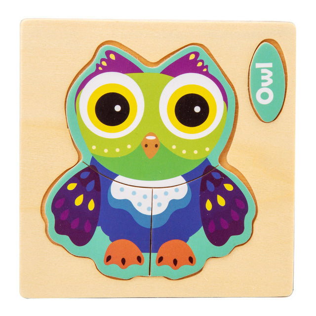 3D Wooden Cartoon Animal Traffic Puzzle for Kids