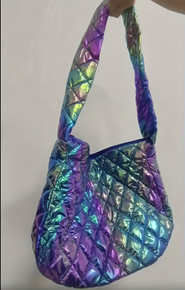 Large Space Print Cloud Pleated Women's Tote Bag