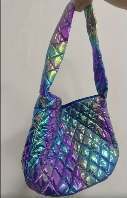 Large Space Print Cloud Pleated Women's Tote Bag