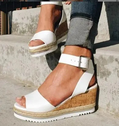 Wedge Heel Women's Sandals with Buckle - Trendy Attic Store01