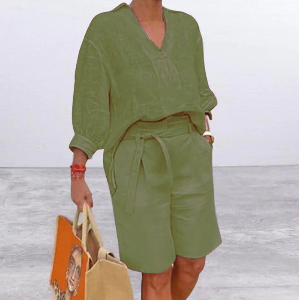 Women's Cotton Linen Casual Two-Piece Set