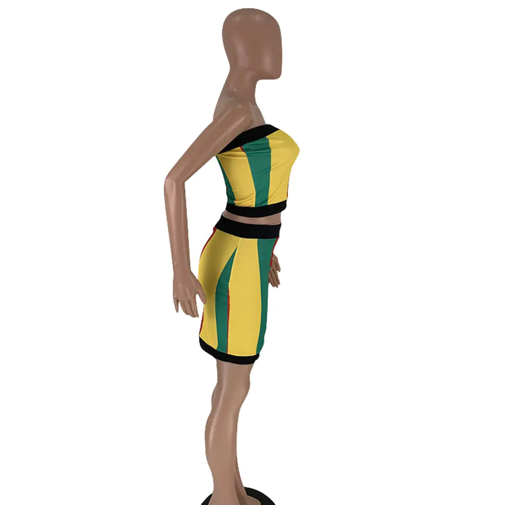 DN8240 Women's Striped Print Two-Piece Set Outfit