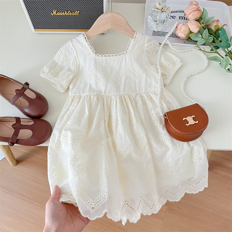 New Style Lace Short Sleeve Dress for Girls