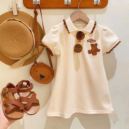 New Style Lace Short Sleeve Dress for Girls