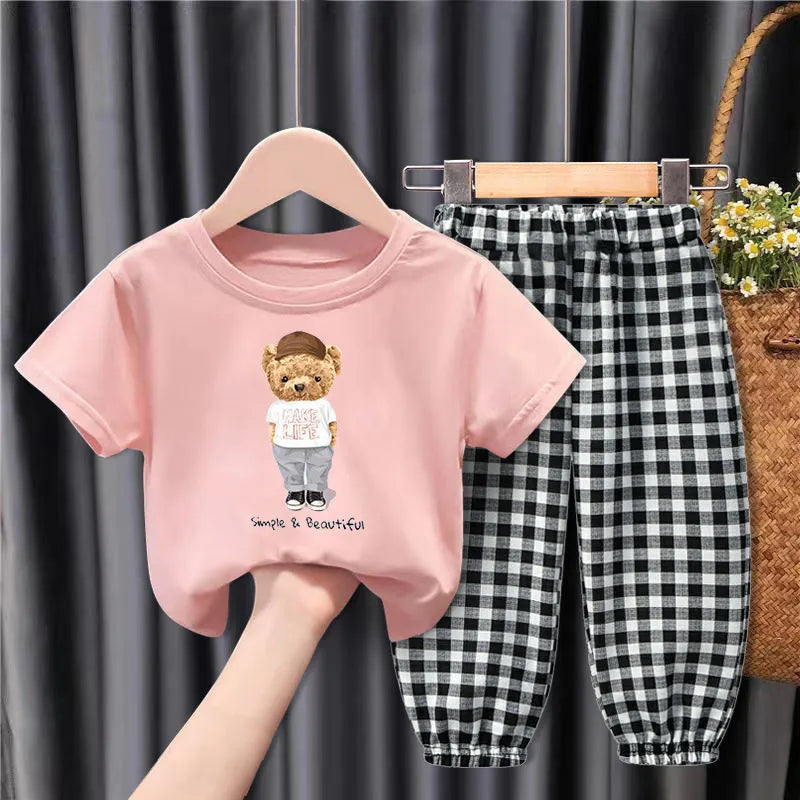 Children's Loose Plaid Two-Piece Suit