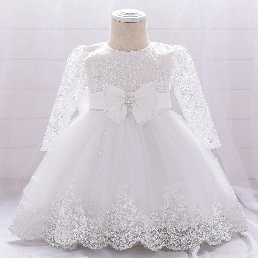 Lace Stitching Long-Sleeved Washing Gown
