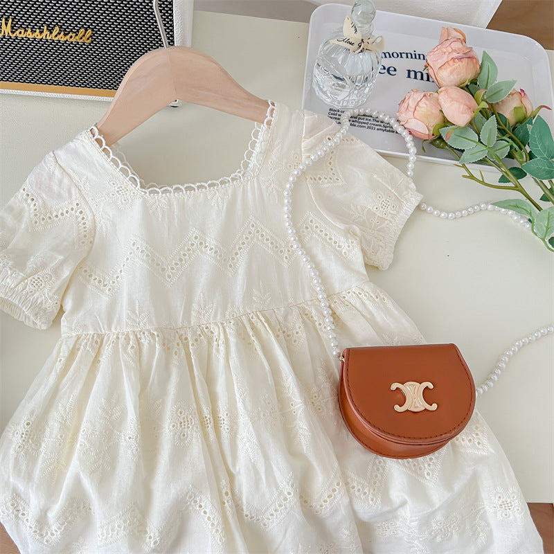 New Style Lace Short Sleeve Dress for Girls