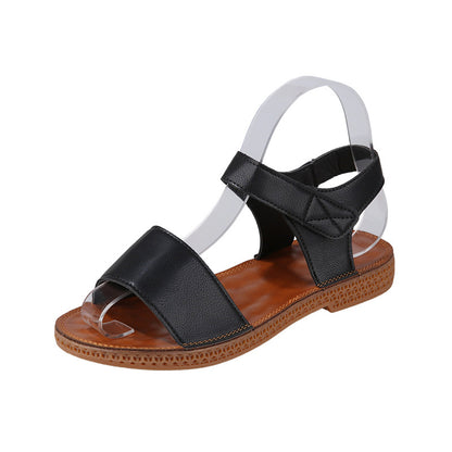 Fish Mouth Velcro Flat Sandals for Stylish Comfort