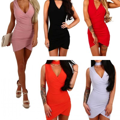 New Cross V-Neck Sleeveless Bodycon Dress