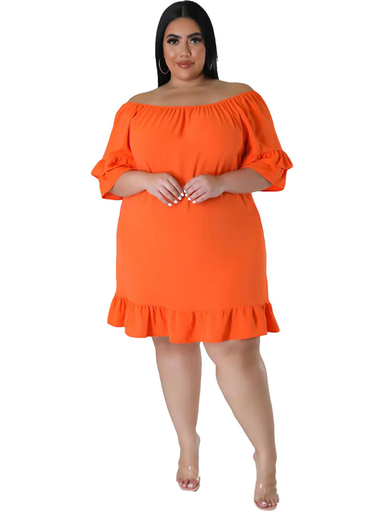 Elegant Plus Size Off Shoulder Midi Dress for Women