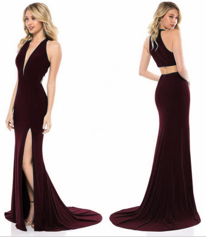 Women's V-Neck Sleeveless Long Dress Gown