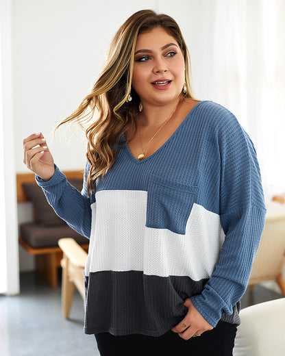 Plus Size Women's Knitted Sweater with Long Sleeves
