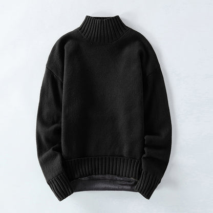Men's High Neck Plus Fleece Padded Sweater