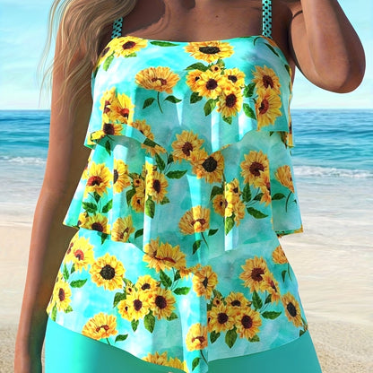 Two-Piece Women's Beachwear Tankini Swimsuit Set