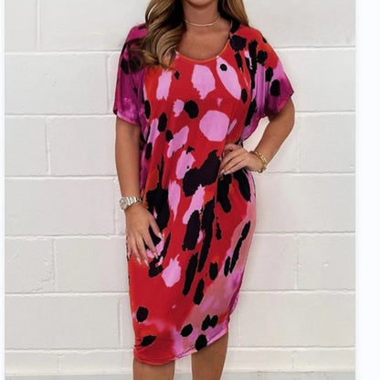 Summer Plus Size Floral Casual Dress for Women