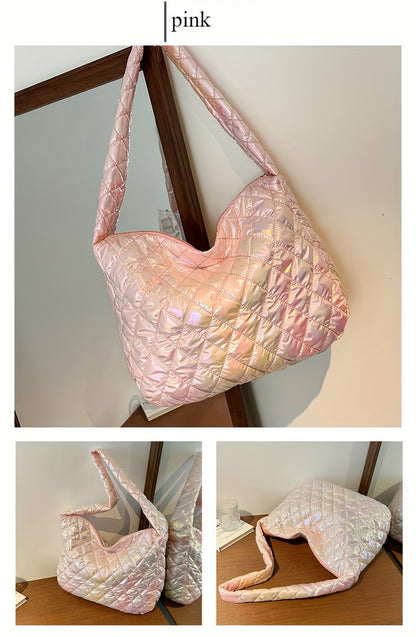 Large Space Print Cloud Pleated Women's Tote Bag