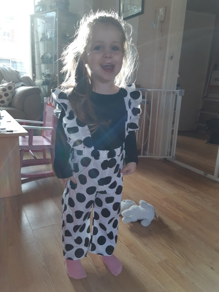 Black Long Sleeve Top and Dotted Pants Set for Girls