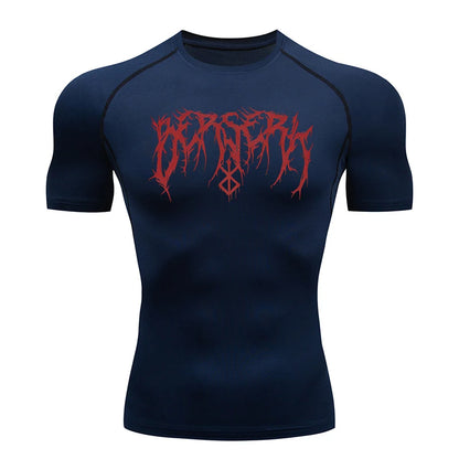 Men Athletic Quick Dry Compression Berserk Print T-shirts Tees