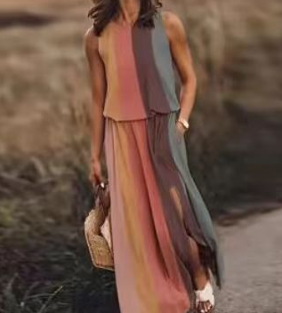 WOLFF Summer Maxi Dress - Sleeveless Floral Long Dress