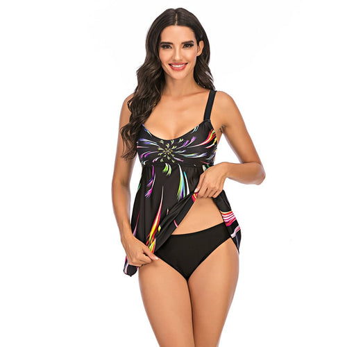 Fireworks Gradient Print Plus Size Swim Skirt