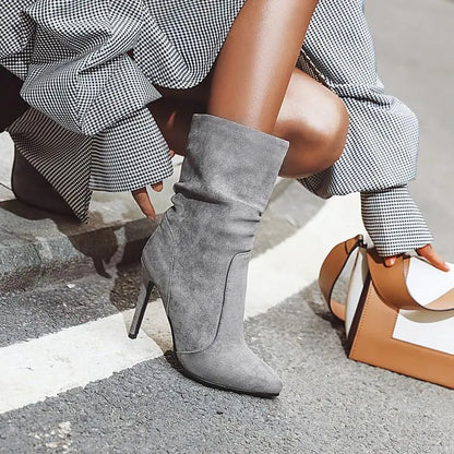 Elastic Ankle Booties with Pointed Toe Heels - Trendy Attic Store01