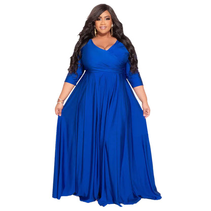 Plus Size V-Neck Elegant Wedding Dress Long Skirt