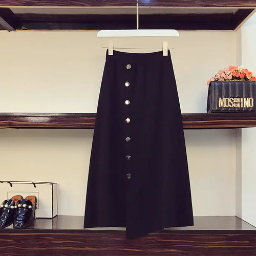 Plus Size Striped Sweater and Skirt Two-Piece Set