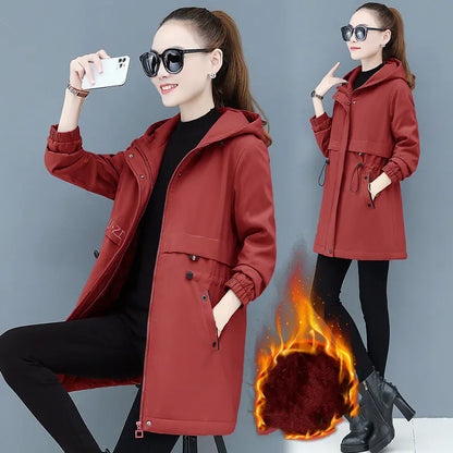 Plus Size Women's Autumn Winter Long Coat for Moms
