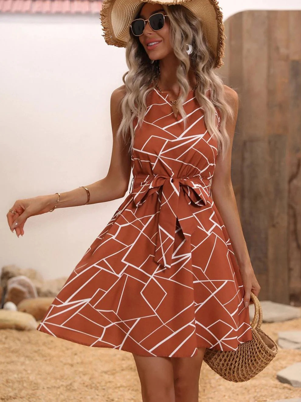 Printed Sleeveless Dress for Women