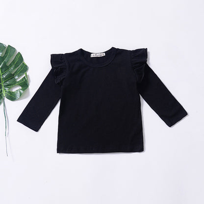 Multicolor Cotton Ruffle Sleeve T-Shirt for Girls